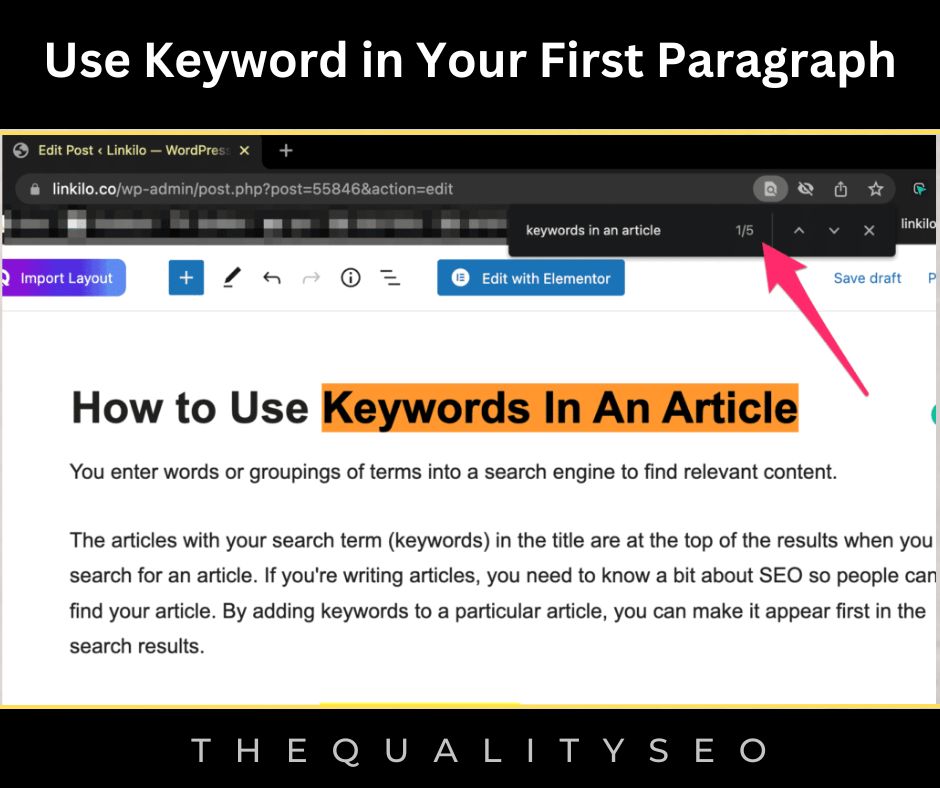Use Keyword in Your First Paragraph