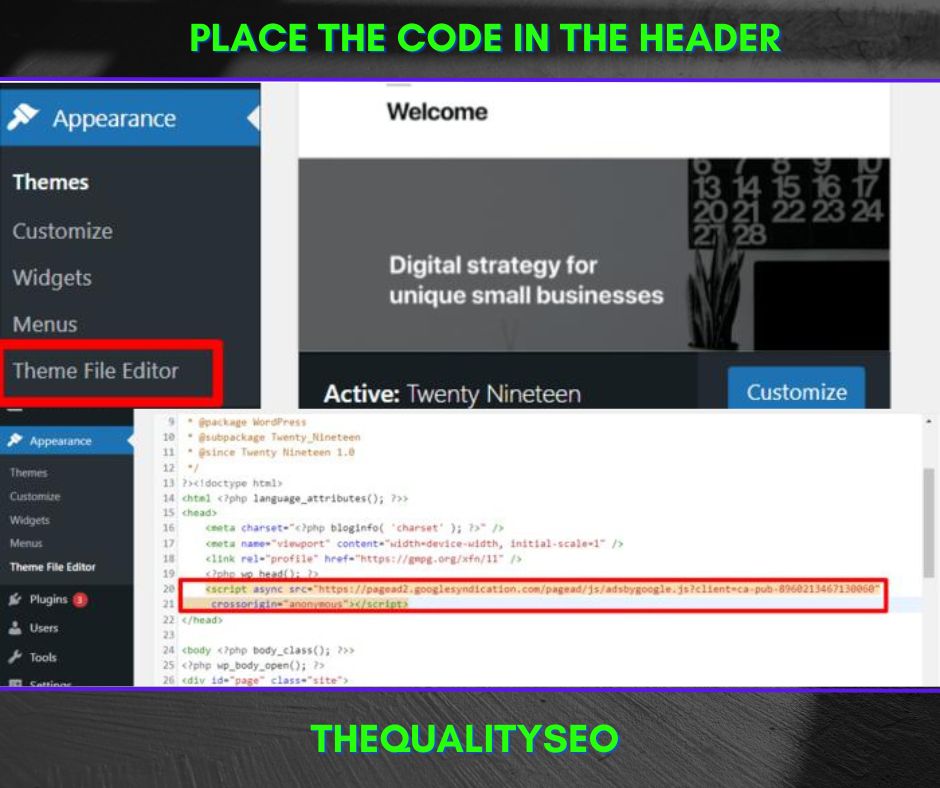 Place the Code in the Header
