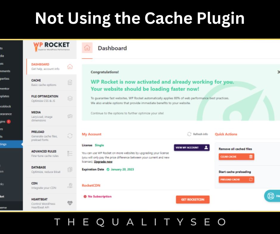 Not Using the Cache Plugin