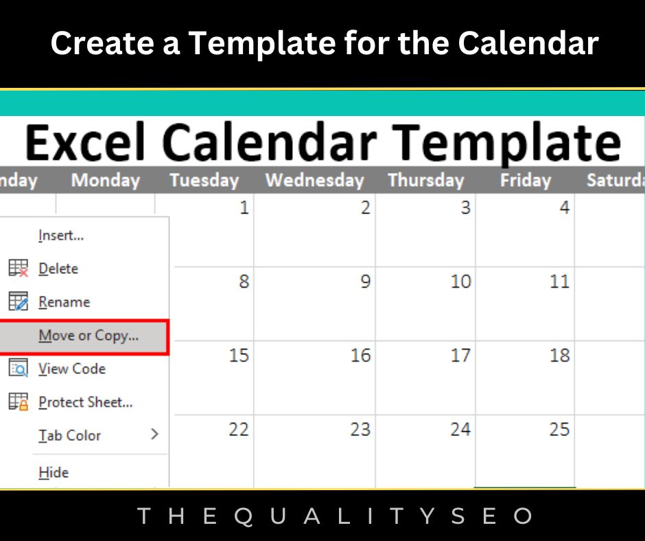Create a template for the calendar