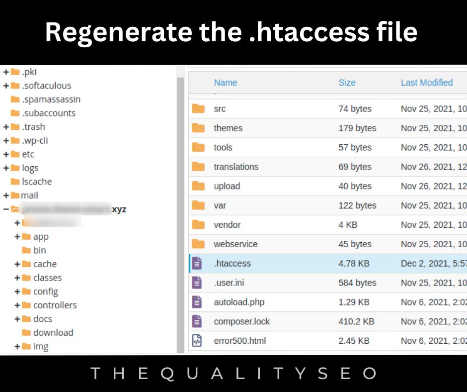 Regenerate the .htaccess file