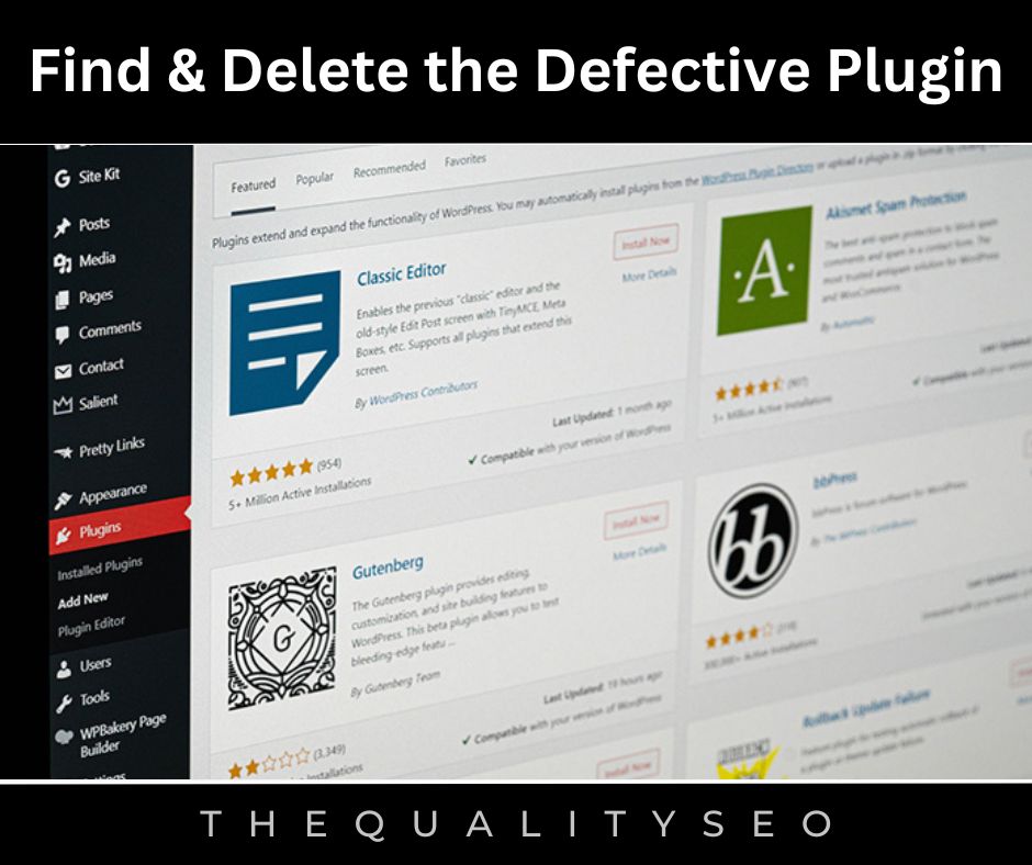 Find & Delete the Defective Plugin